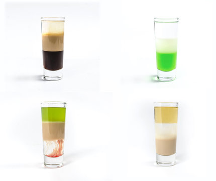 Alcohol shot cocktail  white background