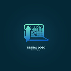 Vector stock logo, abstract digital technology vector template.