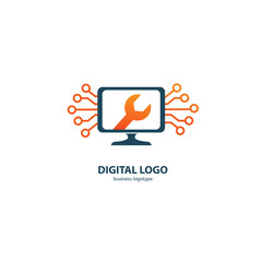 Logo design abstract computer repair vector template.