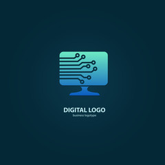 Vector stock logo, abstract digital technology vector template.