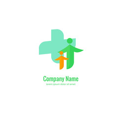 Logo design abstract medical vector template. Illustration design of logotype cross health symbol, people care sign.