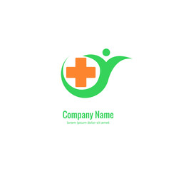 Logo design abstract medical vector template. Illustration design of logotype cross health symbol, people care sign.