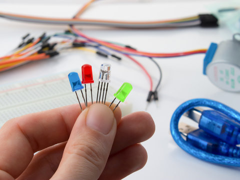 LED lamp for building simple automation systems and robots and microcircuits, compatible with Arduino