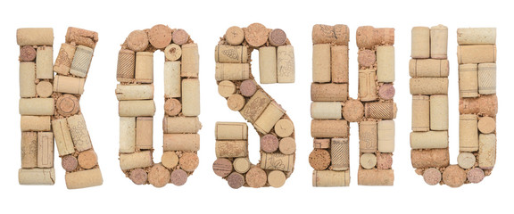 Grape variety Koshu made of wine corks Isolated on white background