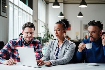 Multi-ethnic colleagues in a coworking office.