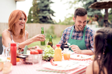 Family having a barbecue party