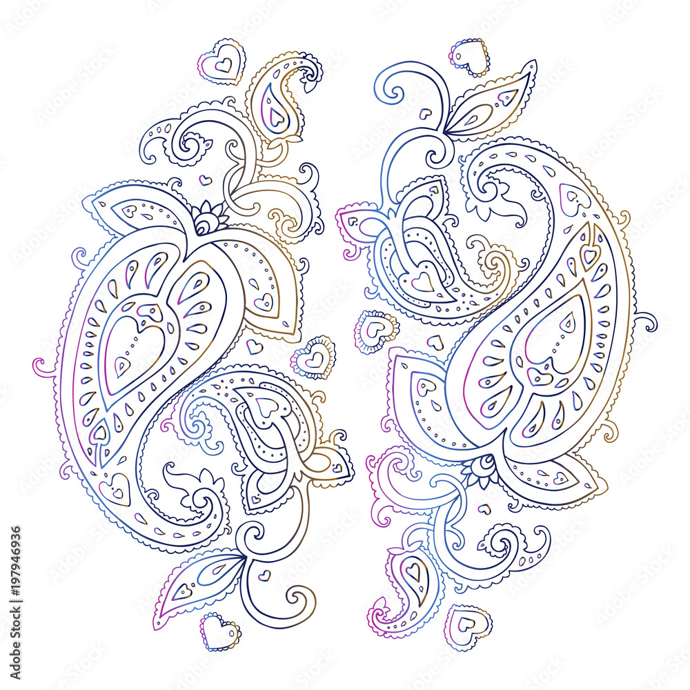 Sticker paisley. hand drawn boho ornament. vector illustration