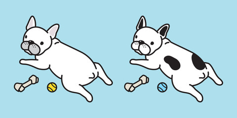 Fototapeta premium Dog vector french bulldog icon logo cartoon character pug puppy toy bone ball doodle illustration