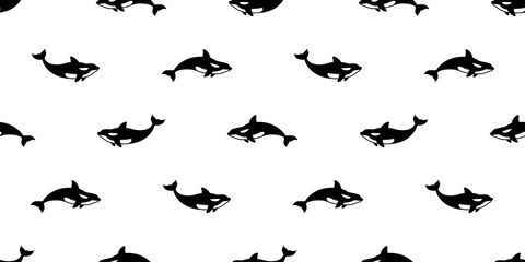 Fototapeta na wymiar whale seamless pattern vector shark fin dolphin isolated wallpaper background