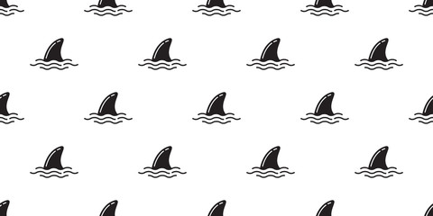 Shark fin seamless pattern vector dolphin whale isolated wallpaper background doodle  © CNuisin