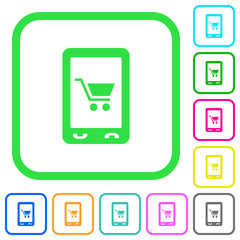 Mobile shopping vivid colored flat icons