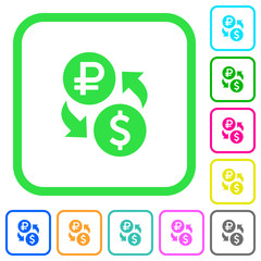 Ruble Dollar money exchange vivid colored flat icons