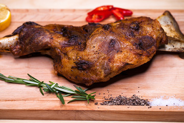 Big piece of lamb on the bone - restaurant dish lamb grilled lamb grilled