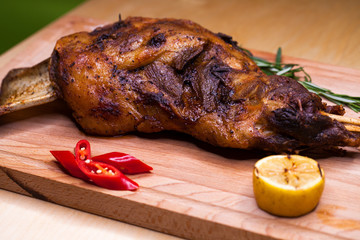 Big piece of lamb on the bone - restaurant dish lamb grilled lamb grilled