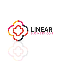 Abstract flower or star, linear thin line icon. Minimalistic business geometric shape symbol created with line segments
