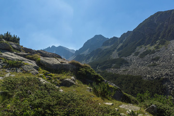 Landscape of Begovitsa River Valley and Yalovarnika peak, Pirin Mountain, Bulgaria