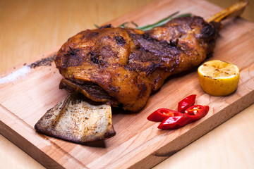 Big piece of lamb on the bone - restaurant dish lamb grilled lamb grilled