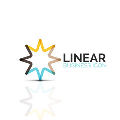 Abstract flower or star, linear thin line icon. Minimalistic business geometric shape symbol created with line segments