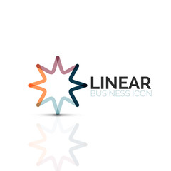 Abstract flower or star, linear thin line icon. Minimalistic business geometric shape symbol created with line segments