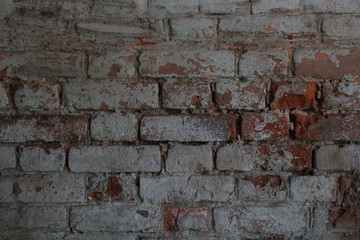 old brick wall with white and red bricks background. vintage brick wall texture.