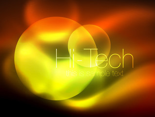 Blurred neon glowing circle, hi-tech modern bubble template, techno glowing glass round shapes or spheres. Geometric abstract background