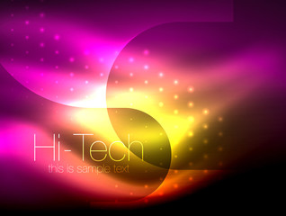 Glittering neon glowin wave, techno modern art abstract background, magical shiny template
