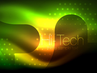 Glittering neon glowin wave, techno modern art abstract background, magical shiny template
