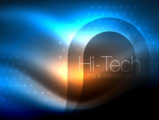 Glittering neon glowin wave, techno modern art abstract background, magical shiny template