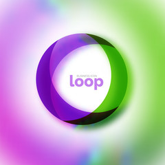 Loop circle business icon, created with glass transparent color shapes