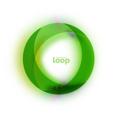 Loop circle business icon, created with glass transparent color shapes