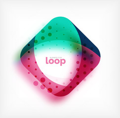 Vector square loop business symbol, geometric icon created of waves, with blurred shadow