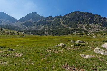 Landscape of Begovitsa River Valley and Yalovarnika peak, Pirin Mountain, Bulgaria