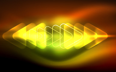 Glowing vector triangle geometric shapes in dark space