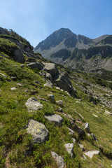 Landscape of Begovitsa River Valley and Yalovarnika peak, Pirin Mountain, Bulgaria