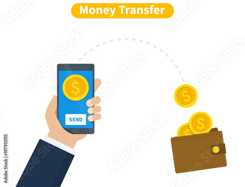 Businessman Sending Money Transfer With Their Mobile Phone - 
