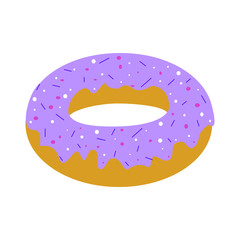 Purple donut cartoon isolated style vector illustration