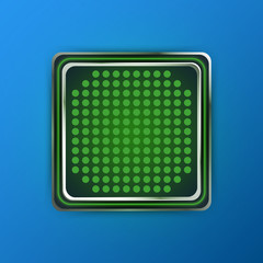 Flat vector illustration Microchip with binary code data connection and information transfer