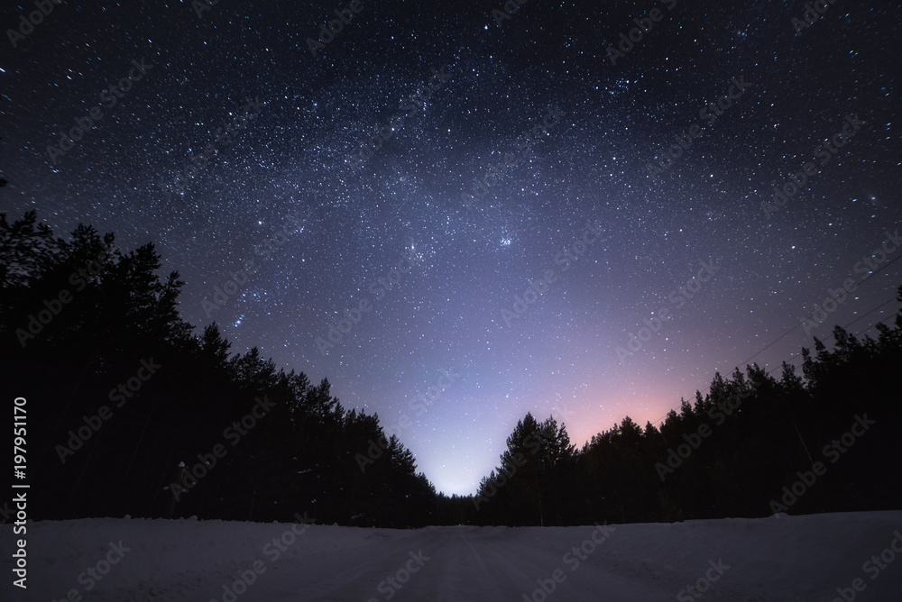 Wall mural stars space landscape at dark night