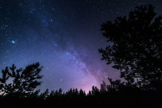 Stars space landscape. Milky Way galaxy at dark night