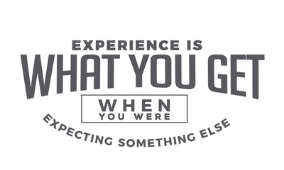 experience is what you get when you were expecting something else