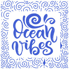 Surf lettering quote for posters, prints, cards. Surfing related textile design. Vintage illustration.