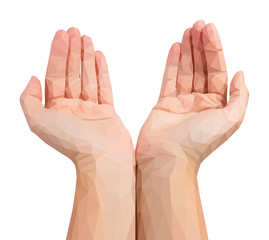 empty mens polygonal hands cupped