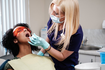 Woman patient at dentist's private practice.