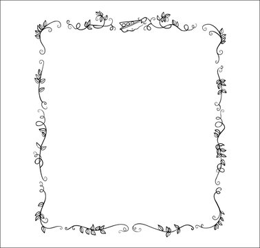 large frame one-line drawn ornament peas and leaves