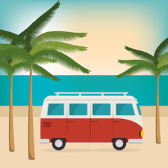 car on the beach summer vacations vector illustration design