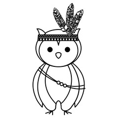 cute and tender owl with feather hat vector illustration design