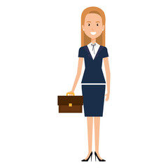 beautiful businesswoman with portfolio avatar character vector illustration design