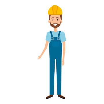 builder constructor with overall avatar character vector illustration design