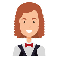 woman waiter avatar character vector illustration design