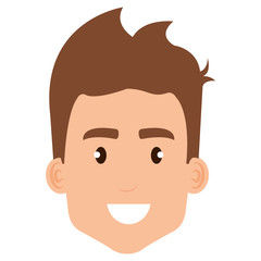 young man head avatar character vector illustration design
